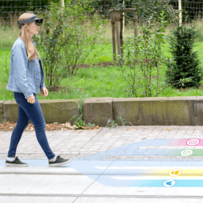 Walk The Line: Leveraging Lateral Shifts of the Walking Path as an Input Modality for Head-Mounted Displays