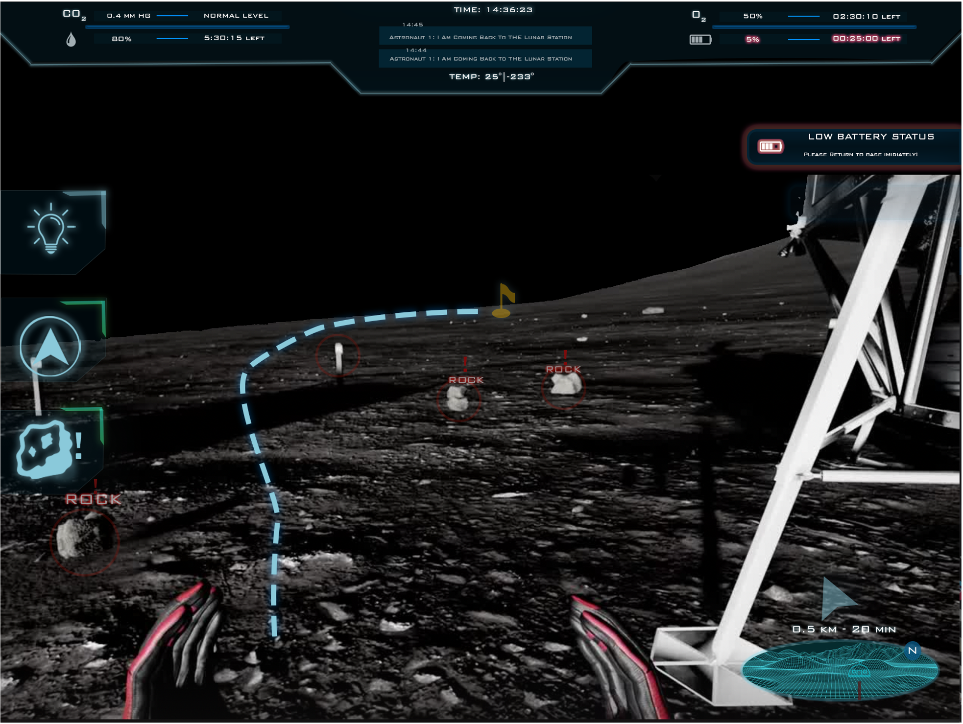 Designing for Human Operations on the Moon: Challenges and Opportunities of Navigational HUD Interfaces